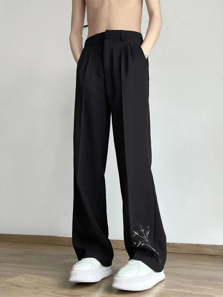 

Suit Trousers for Men Fluid Straight Embroidery Chinese Style Man Suits Pants Classic Summer 2025 Fabric Spring Clothes Formal