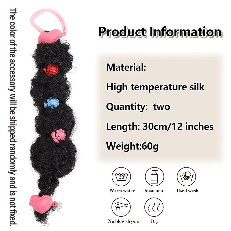 Two-Piece Synthetic Fake Ponytails with Mystery Color Hair Clips (Random Accessory Colors) for Fun Play & Parties view 4