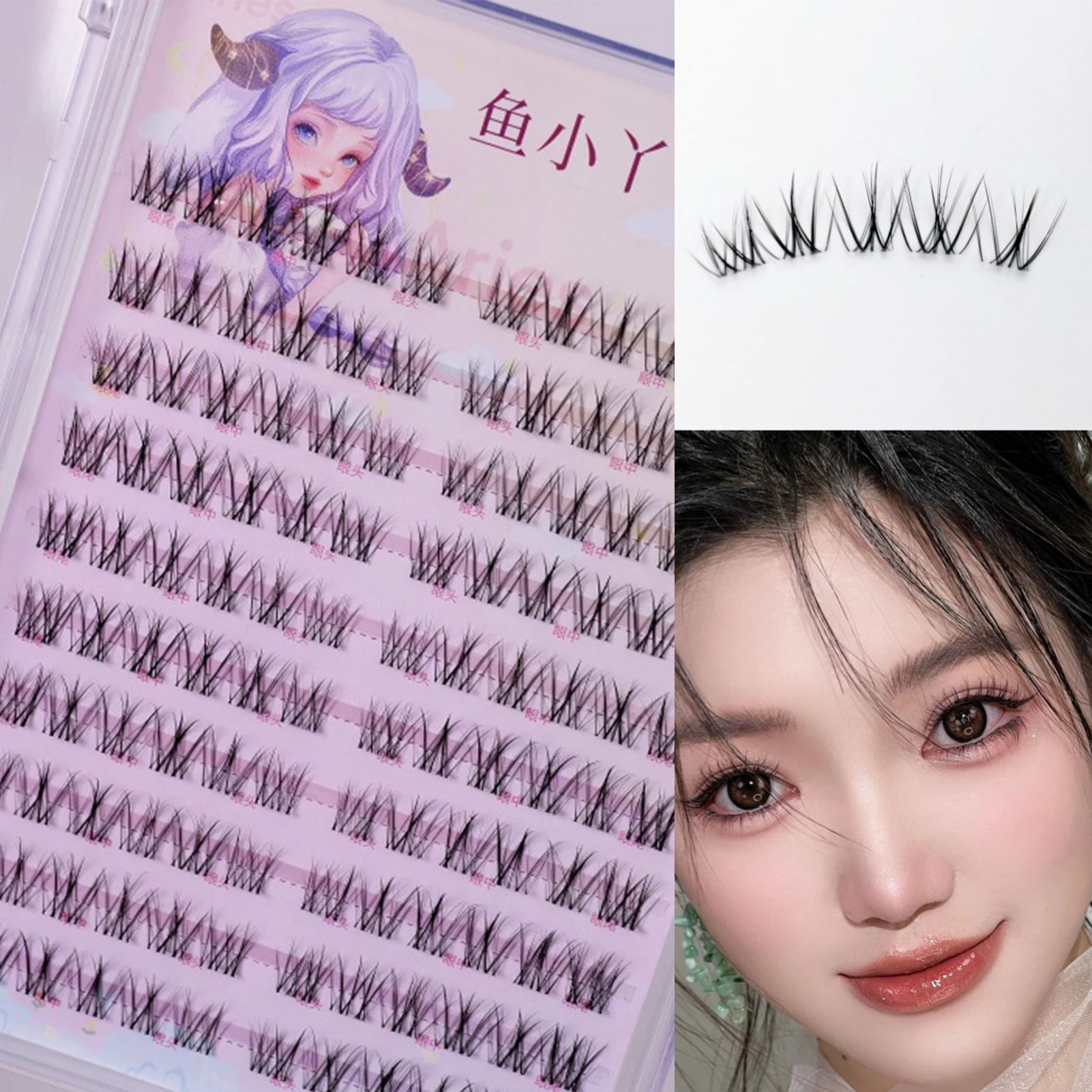 Estensioni ciglia finte segmentali fai-da-te cluster Nero C-Curl 9-12mm Lunghezza mista Aspetto naturale Trucco cosplay ciglia quotidiane