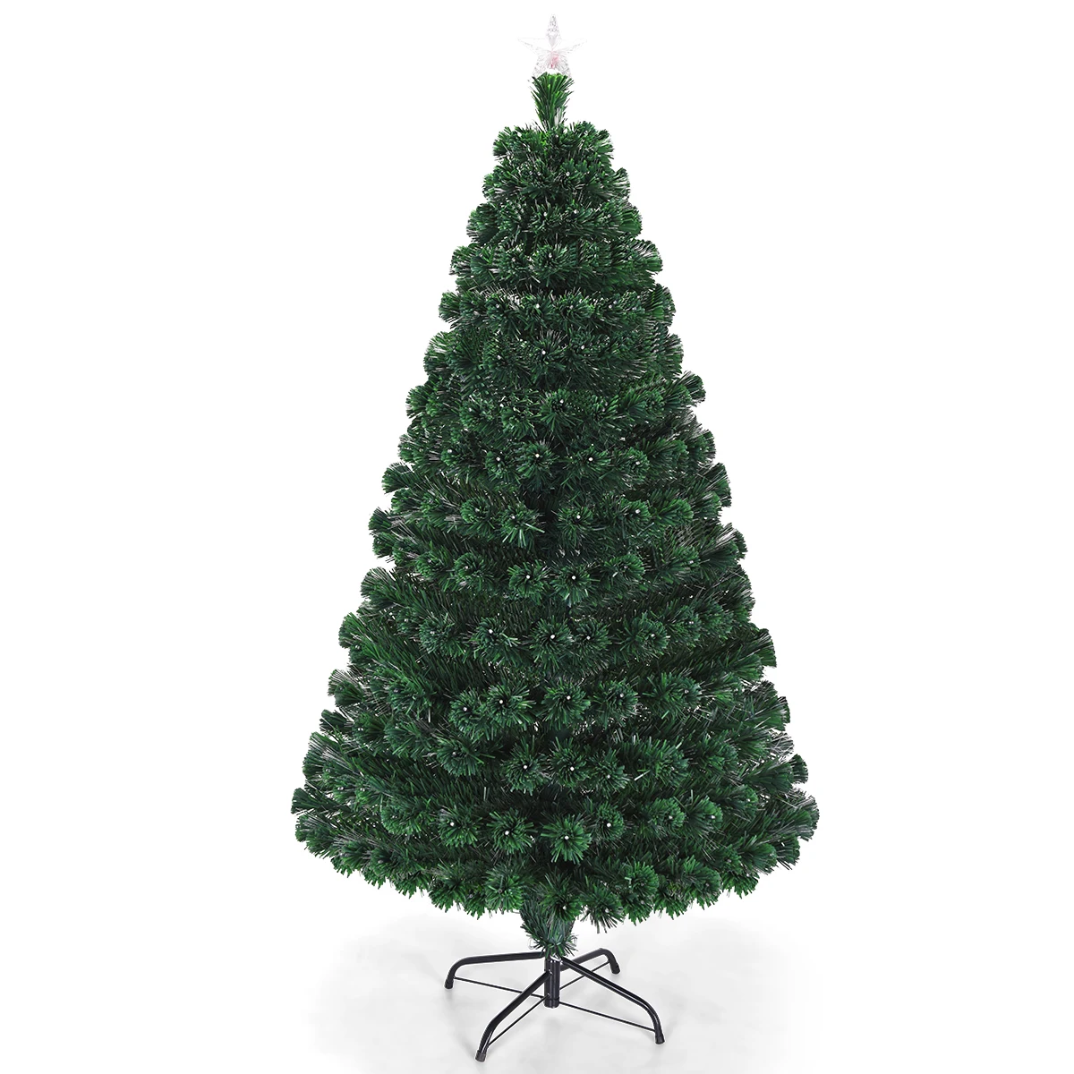 Árbol de Navidad Artificial preiluminado, decoración del hogar de fibra óptica con luz LED y soporte, 6'