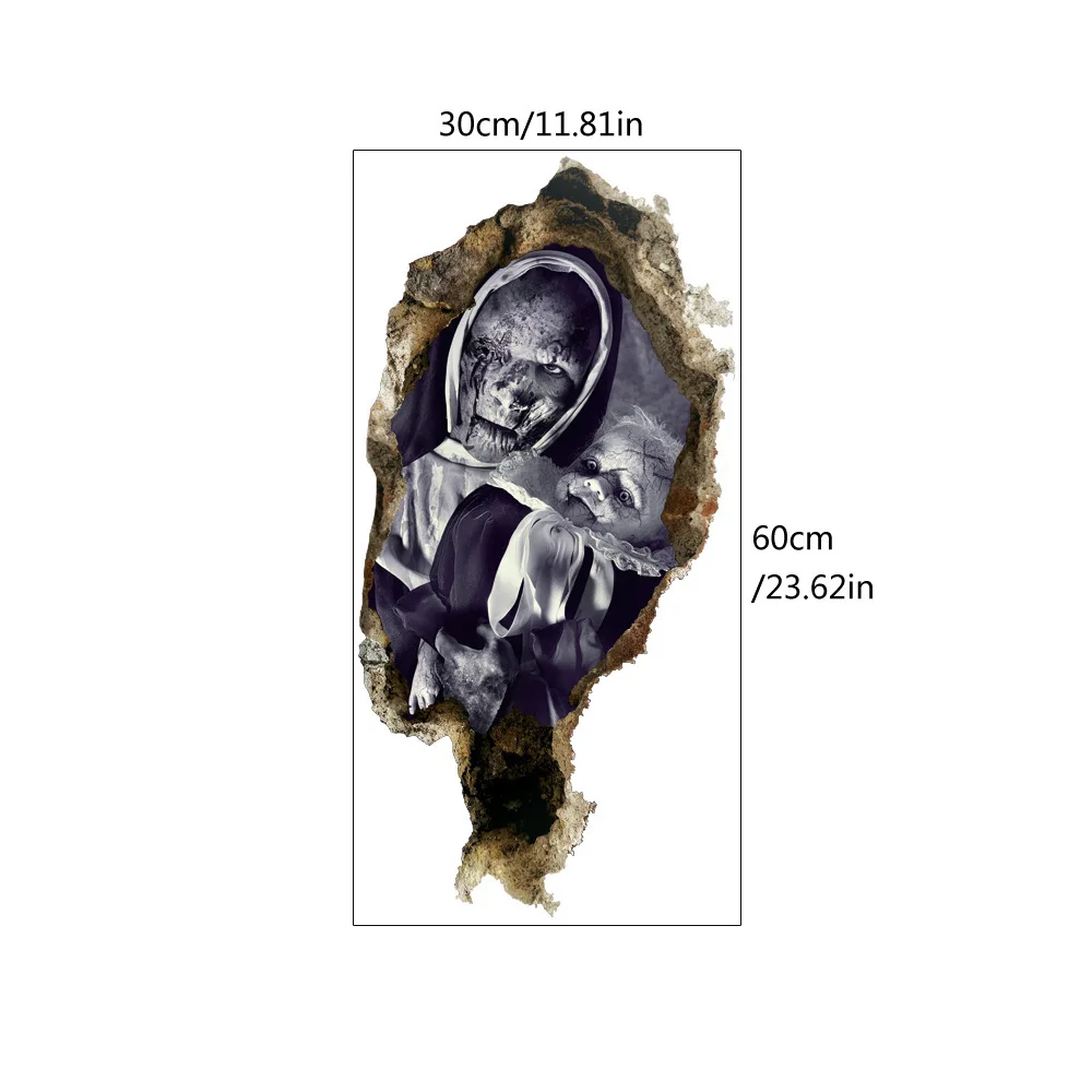 Zombie halloween wall sticker 3d three-dimensional broken wall sticker halloween living room room decoration wall sticker