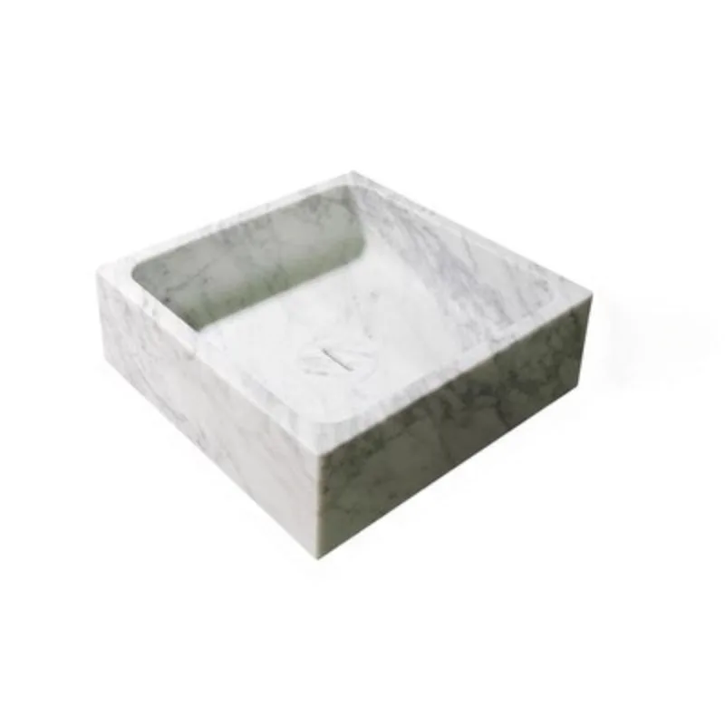 100% Natural Marble Nordic Minimalist Luxury Square Vessel Sink for Home & Villa Bathroom