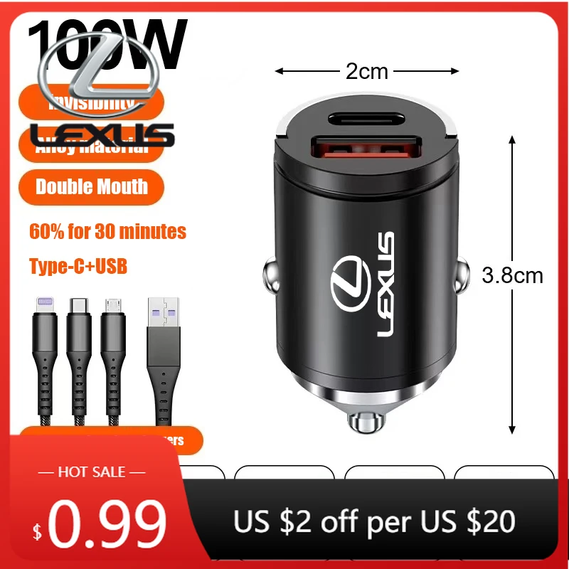 

Наклейки для интерьера автомобиля, 1 шт., мини-USB зарядное устройство для автомобиля, портативное, быстрая зарядка Type-C для Lexus F SPOR CT ES GS NX IS250 CT200h IS300h ES300