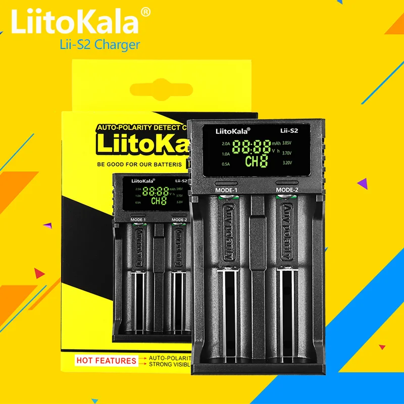 1-5PCS LiitoKala Lii-S2+U1 Battery Charger Auto-polarity detection For 18650 26650 16340 18350 10400 14500 AA AAA li-ion battery