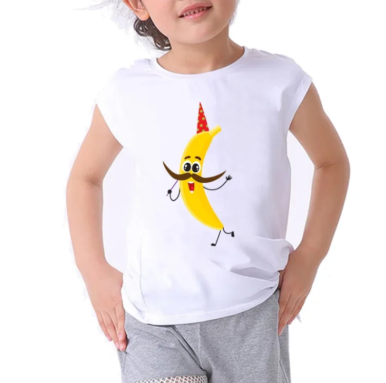 Camiseta con estampado de plátano para niño y niña, playera divertida con Estampado de sandía y dibujos animados