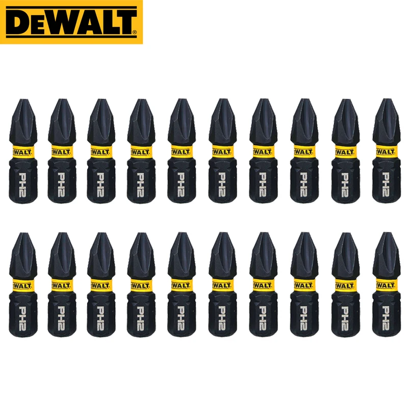 DEWALT Original PH2 Philips 25MM Bits Black Electric Screwdriver Impact Wrench High hardness Metal Driver Head Drills 20-100PCS