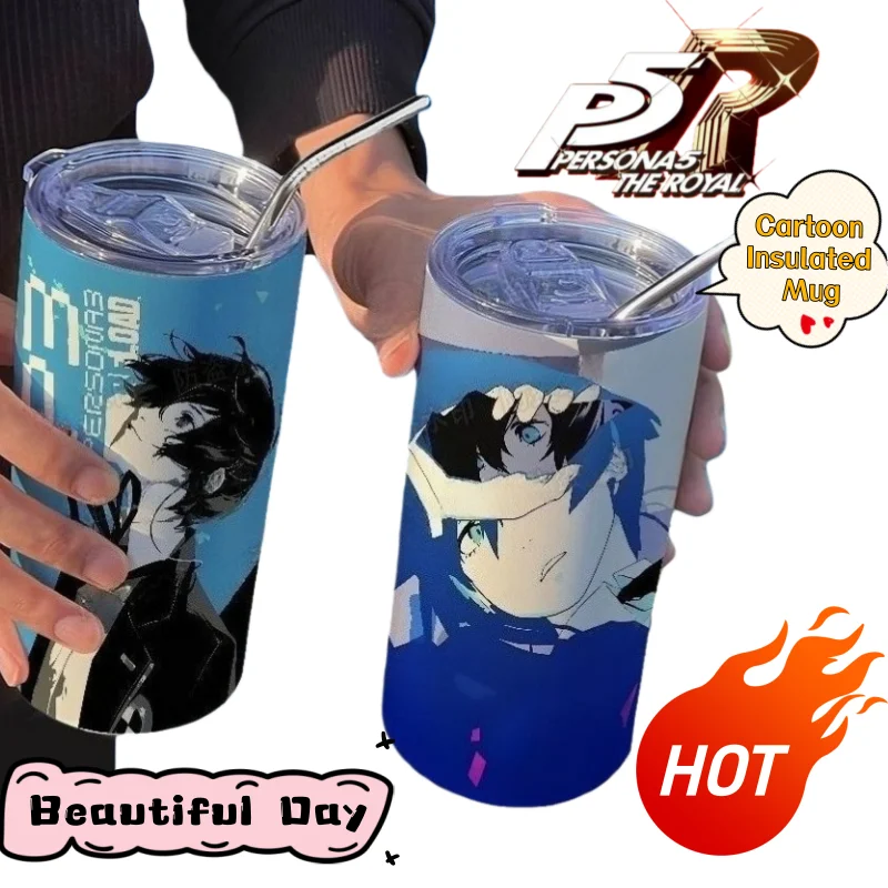 

persona Ren Amamiya High Color Value Creative Coffee Cup Animation Cartoon Student Portable Stainless Steel Cold Insulation Cup