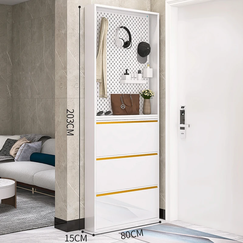 Shoe cabinet, entrance cabinet, integrated partition, ultra-thin steel tipping bucket at home entrance.