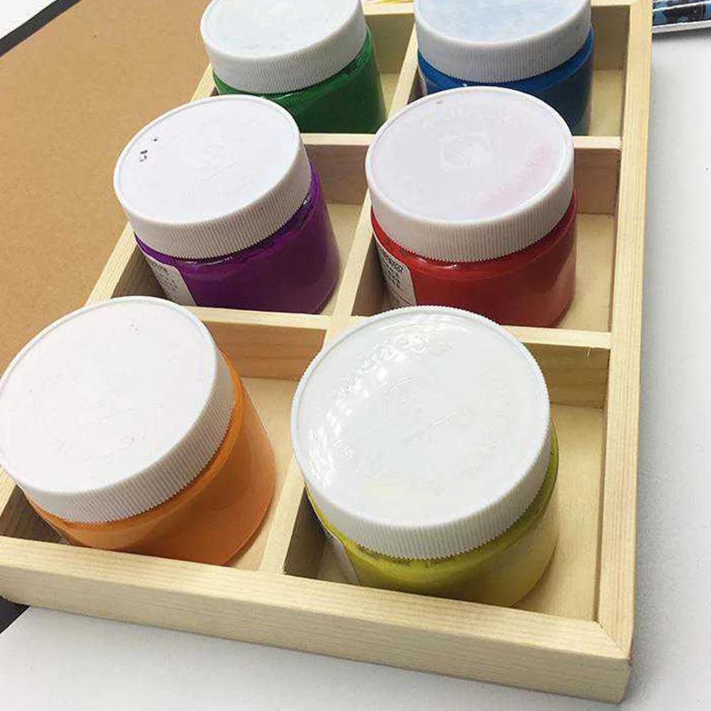 2 Pcs Wood Wax Pencil Case Tool Storage Boxes Grid Multi-functional Watercolor Pigment Wooden Compartments