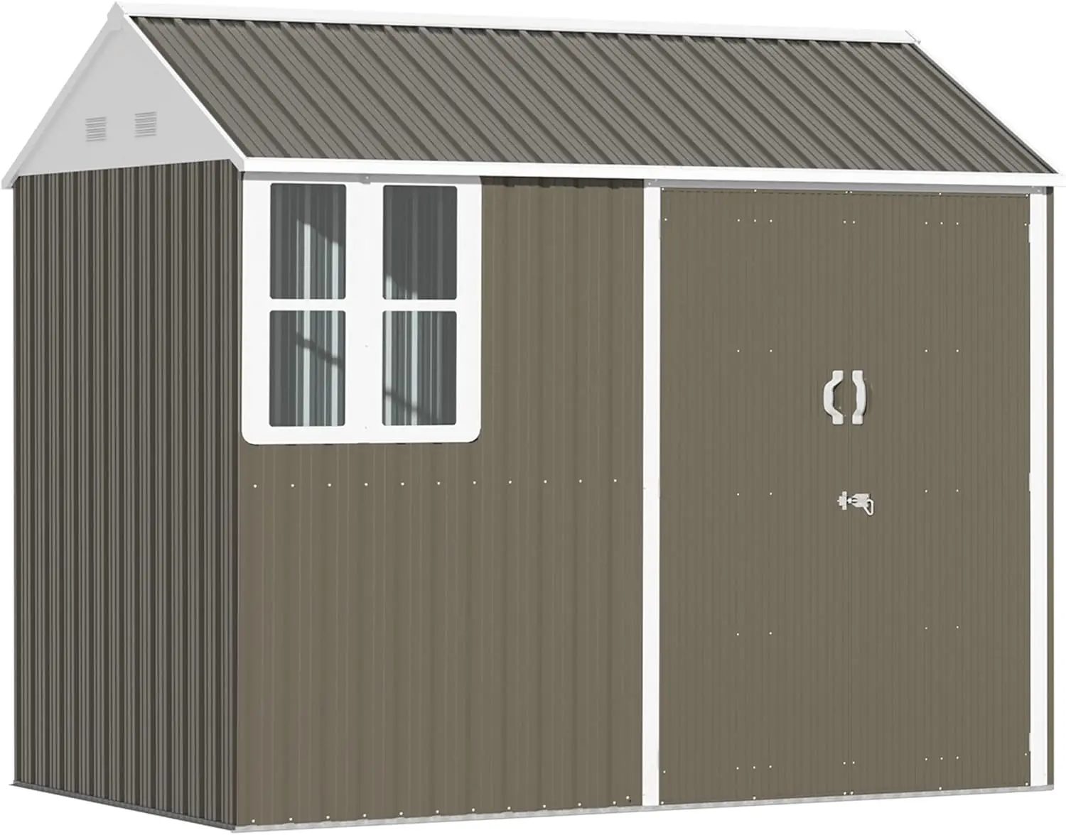 

Outsunny 8' X 6' Outdoor Storage Shed, Metal Garden Shed With Window & Double Lockable Door, Outdoor Tool Shed Storage With