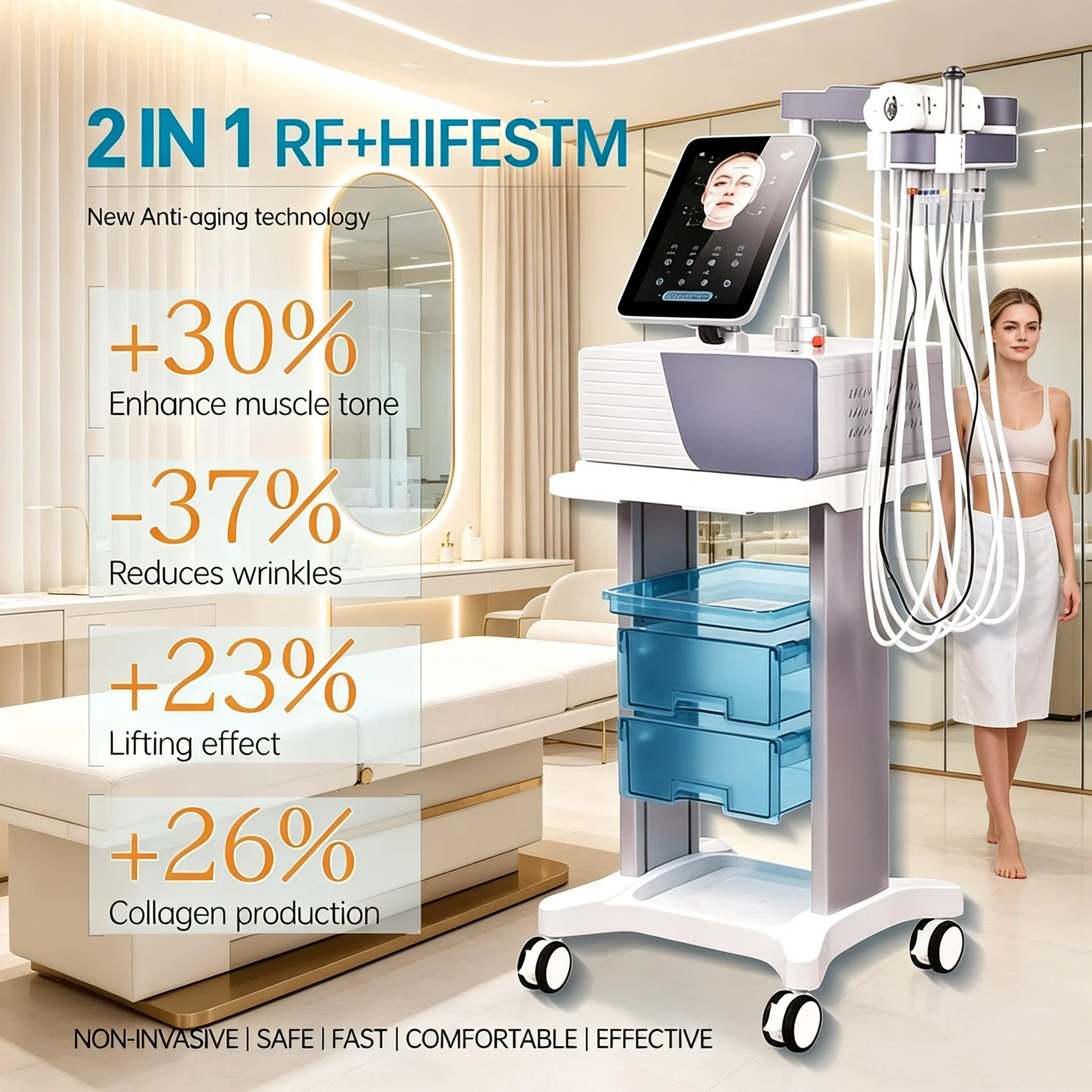 2026 RF HIFESTM Vline Face Lifting Machine 12 Pads Wrinkle Removal Skin Tightening Body Sculpt Equipment For Beauty Salon Use
