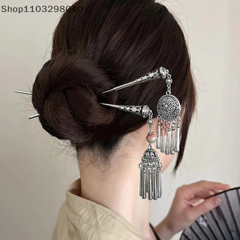 Épingle à cheveux vintage en forme d'éventail de papillon de style chinois pour femme – Bâton à cheveux décoratif en métal pour Hanfu et coiffures traditionnelles