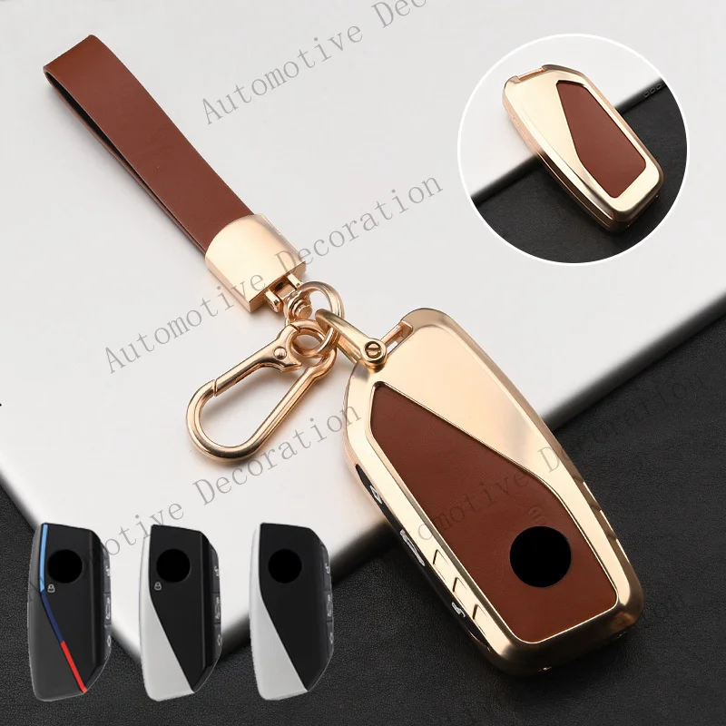 Z+ Zinc Alloy Leather Car Key Fob Case Cover For BMW 7 Series G07 XM IX I7 X7 2023