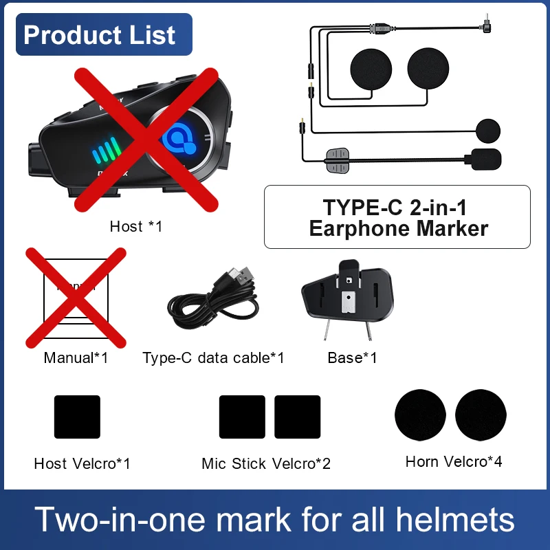 

Motorcycle Bluetooth Helmet Intercom Accessories Excludes Host Manual Compatible With Q28-2X Helmet Intercom By Default