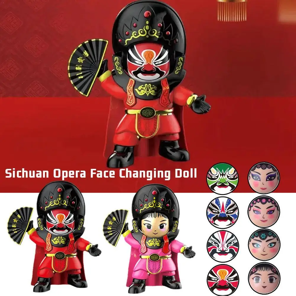 Creative Sichuan Opera Face Changing Ornament Panda Mask Doll Figurines Toy Chinese Opera Culture Face Models Crafts Gifts