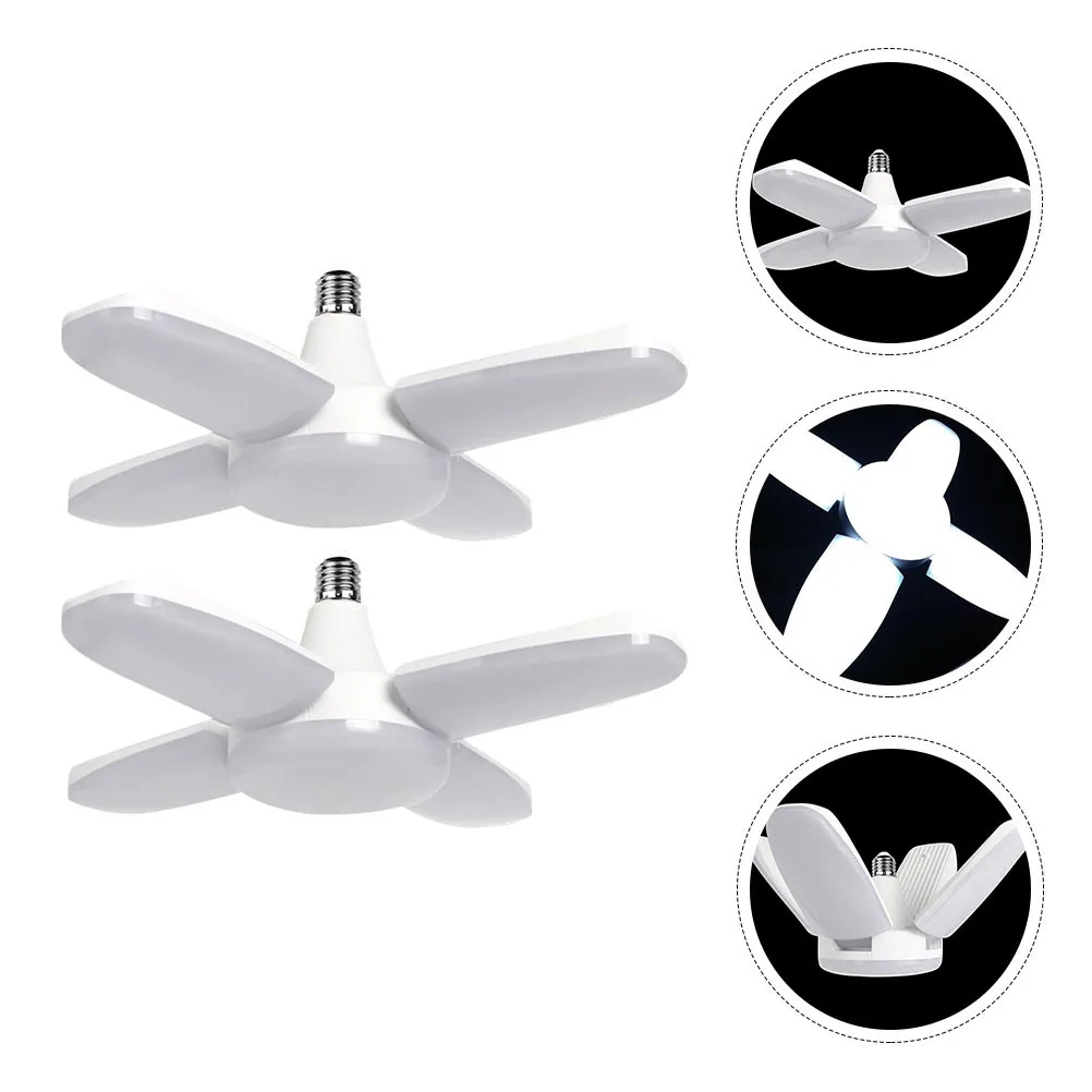 Luces LED plegables para garaje, 2 uds., 4 paneles, ajustables, 6500k, E27, enchufe de tornillo, luz de techo, eficiencia energética para almacén, sótano