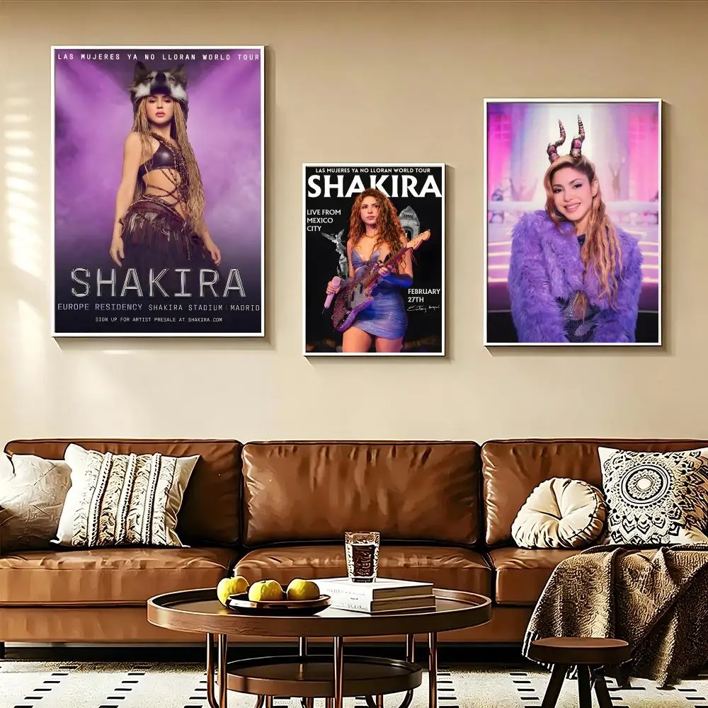 FemaleSinger S-Shakira Poster Posters Self-adhesive Paper Print Home Living Room Bedroom Entrance Bar Cafe Art