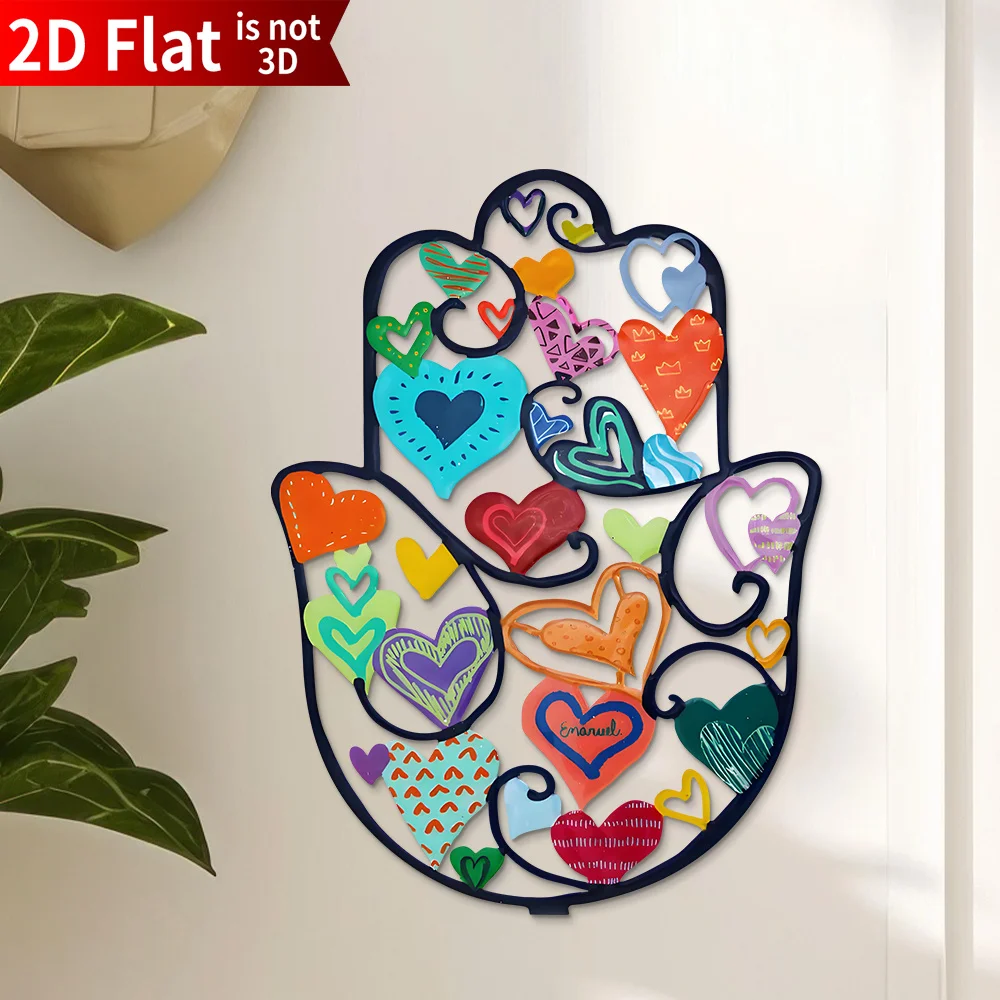 CIFBUY Iron Wall Art Colorful Hamsa Hand Evil Eye Metal Sculpture Jewish Israel Decor Sign For Home Housewarming Gift