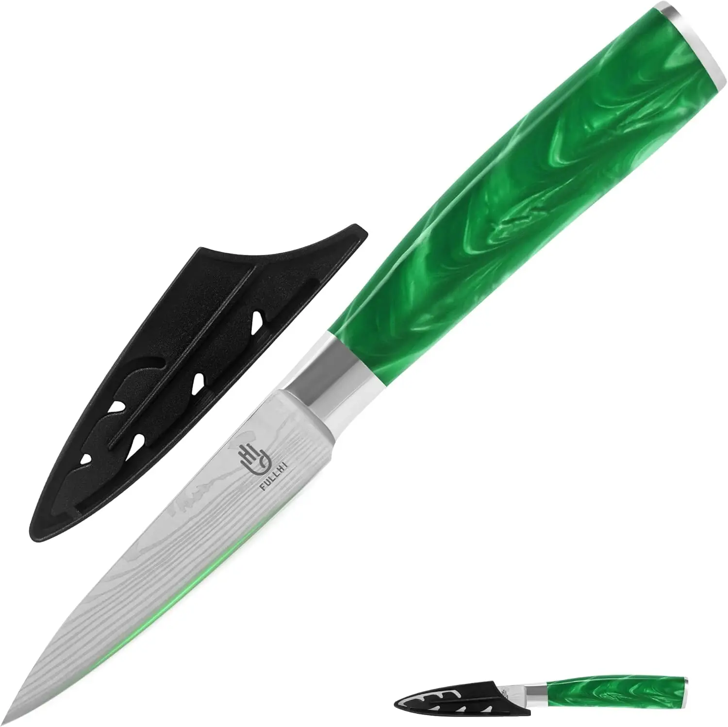 Japans keukenmes voor groenten 20 cm roestvrij staal met deksel Groen-schilmesje, scherp keukenmes, keukenmes, keukenaccessoires, stalen mes, precisie snijden, schede-mes