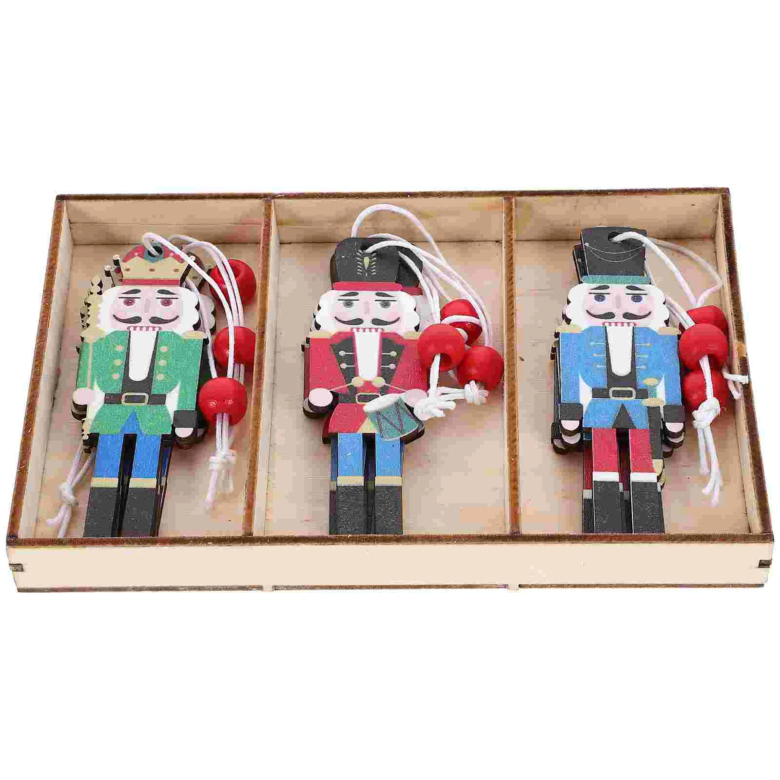 Christmas Painted Walnut Soldier Ornament Hanging Wood Nutcrackers Decor Decorations Xmas Cutouts Figures Decorate Festival