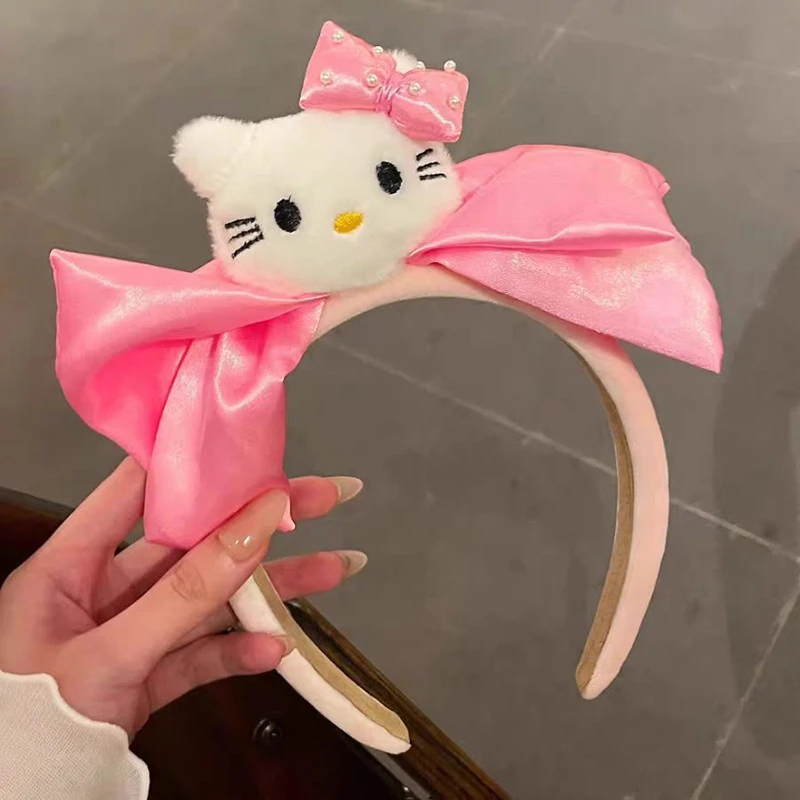 1PC Hello Kitty Plush Hairband Cartoon Kt Cat Headband Kawaii Animal Hair Accessories Headdress Girl Gifts