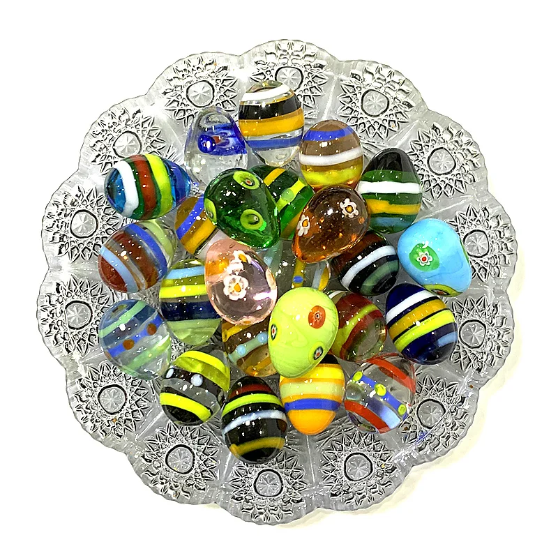 

2pcs Cute Easter Eggs Ornaments Mini Glass Egg Rare Oval Marble Ball Home Table Outdoor Garden Bonsai Aquarium Decor Accessories