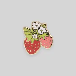 Strawberry bunch enamel pin