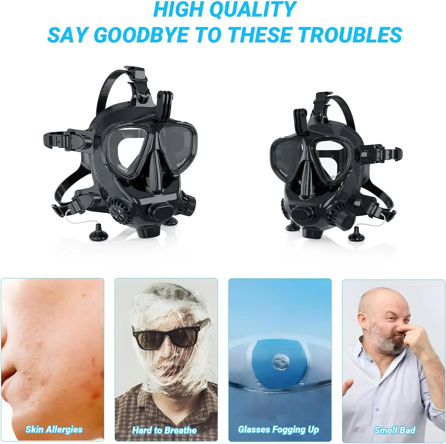 قناع غطس كامل الوجه يدعم الغوص والغطس، قناع غطس كامل الوجه #3