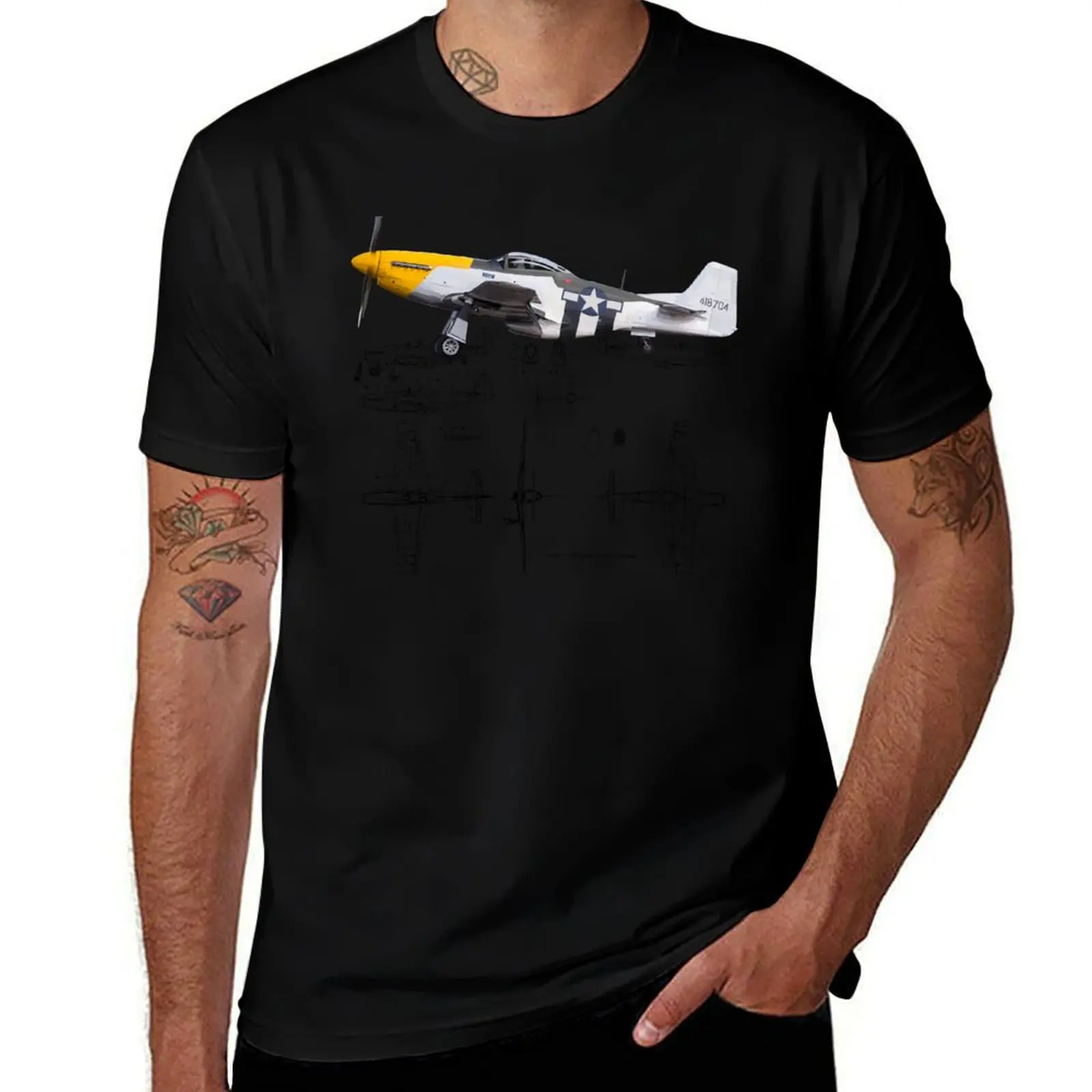 

P-51 T-Shirt anime t shirts oversize t shirt man luxury cotton tshirt 100% T-Shirt