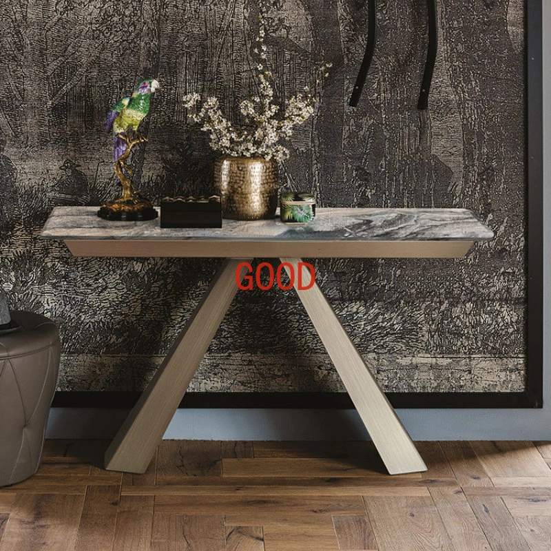 

Italian Light Luxury Natural Marble Porch Table Modern Minimalist Entrance Cabinet Entrance Creative Console Tables furniture