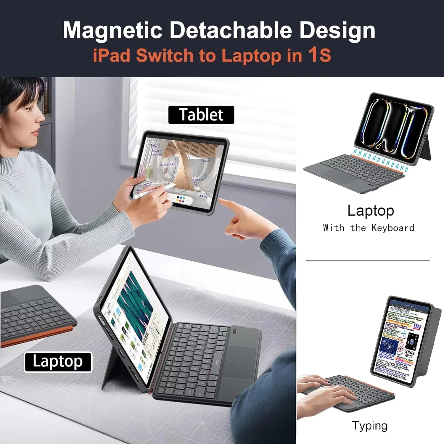 Keyboard Case for iPad Air 11&13 M2/M3/M4,Detachable Backlit Keyboard Cover for iPad Air 4/5,iPad 9th 10th/A16 2025,Pro 12.9 13