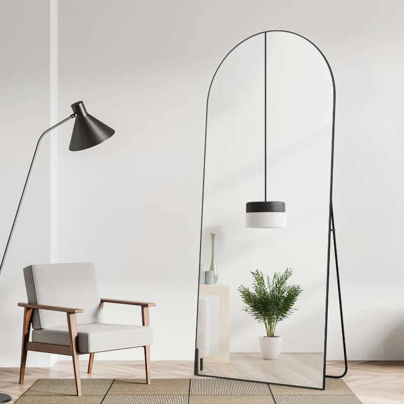 Arched Full Length Mirror 65" × 24", Floor Big Standing Mirror, Against Wall for Bedroom,Dressing and Wall-Mounted Thin