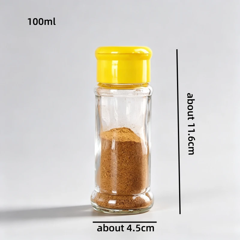 Glass Spice Shaker Bottle Pepper Powder Dispenser Condiment Storage Container Kitchen Seasoning Jar