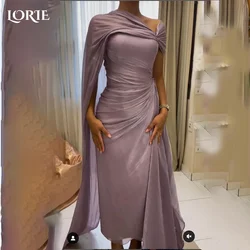 LORIE Shiny Satin Mermaid Evening Dress One Shoulder Princess Prom Dress Cloak Pleats Illsion Backless Ball Gowns Customized