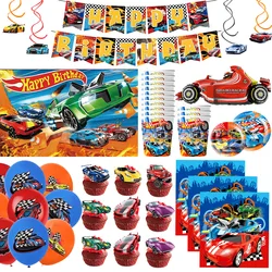 New Hot Wheels Birthday Party Decoration Balloons Kit Monster Truck Theme Tableware Plate Cup Backdrop Kids Party Decor Supplies