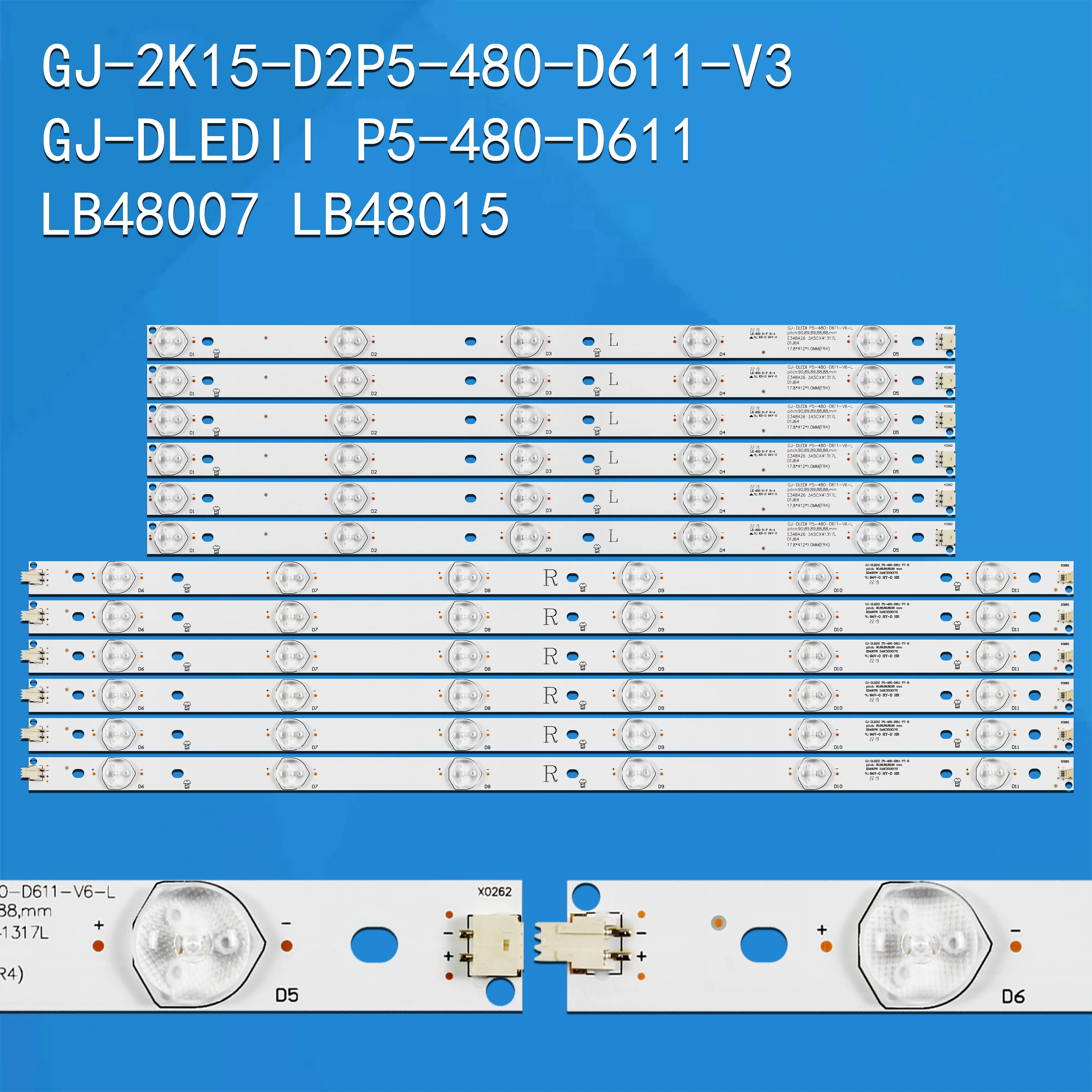 

LED Strip GJ-DLEDII P5-480-D611-V6-R/L For 48PFG5000 LE48A33S 48PFG5100 LE48D1452 48E5CHR Le48d1452/20 EVTLBM480P1101-T-1