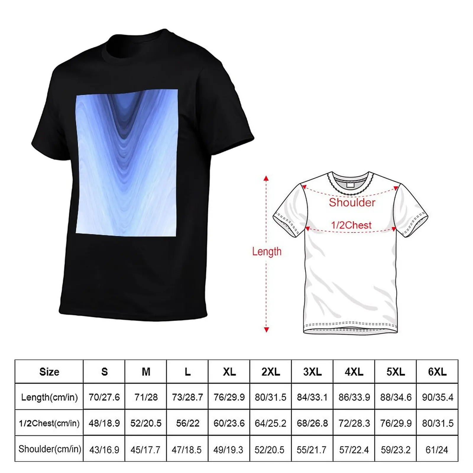 Ocean blue ombre abstract waves abstract T-Shirt graphic tee shirt tops heavy weight t shirts for men