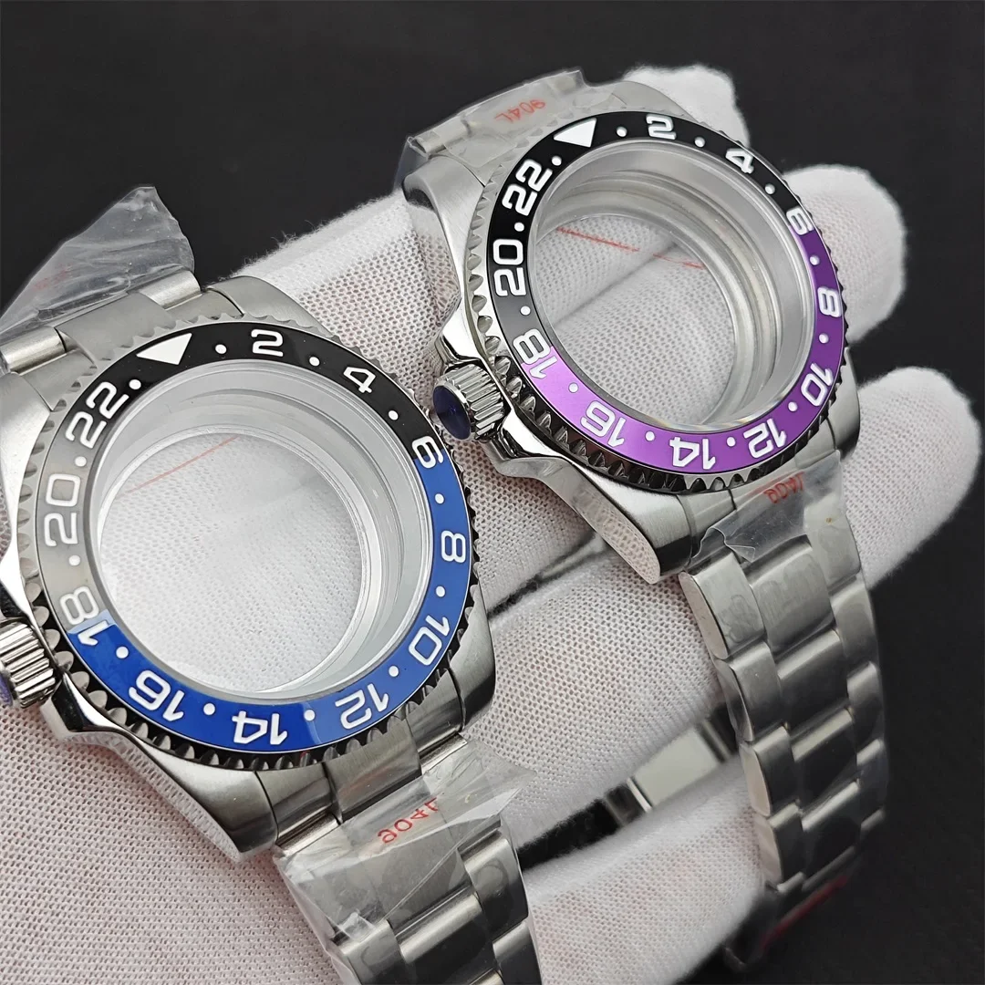 

NH35 Case 40mm Watch Case Set Sapphire Crystal Steel Strap + Ceramics Bezel Replacement Accessories for NH35A/NH36 Movement