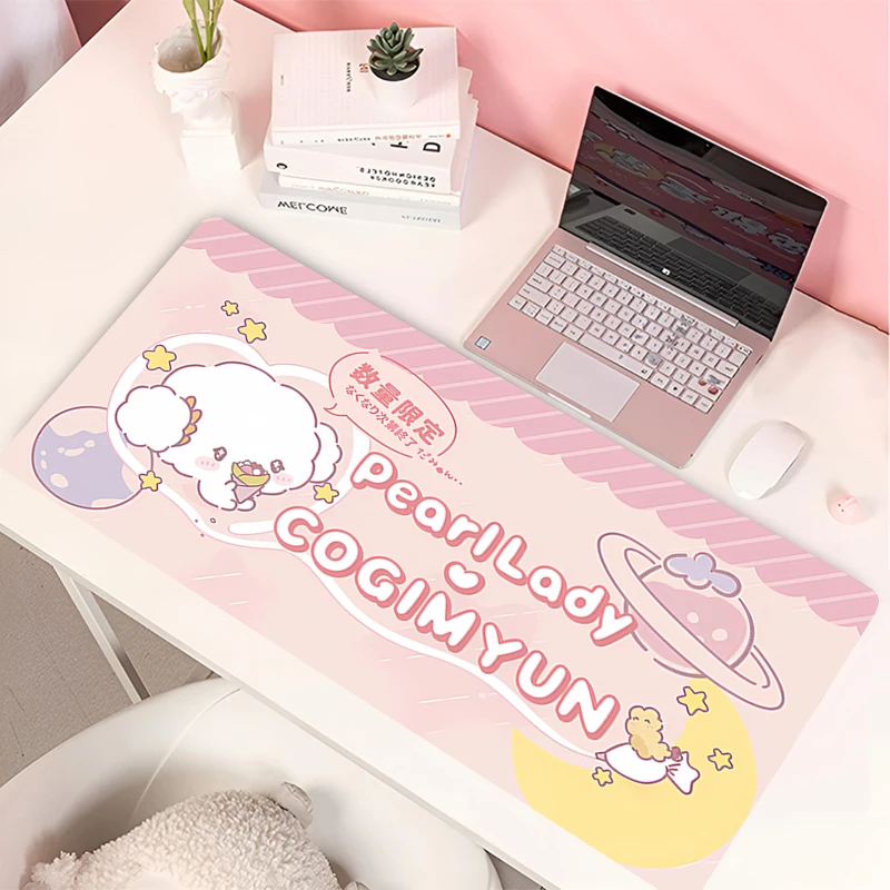 Cogimyun Kawaii Rosa Estendido Mousepad, Mouse Pad, Laptop, Tapete de Mesa, Decoração do Teclado, Acessórios de Escritório, Tapete de Borracha, Desenhos Animados, Anime