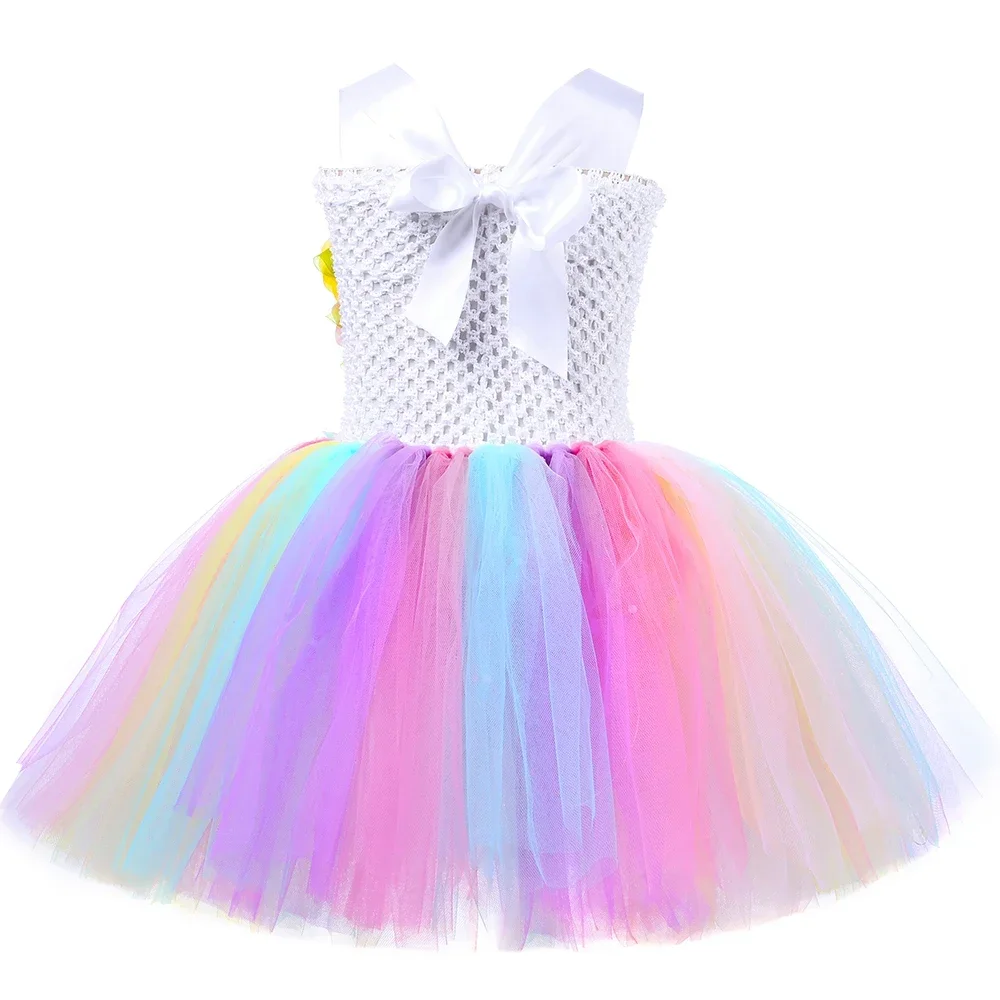 Robe de princesse licorne pour filles, tenue Tutu à fleurs, lumineuse LED, pour fête d'anniversaire, Costume d'halloween