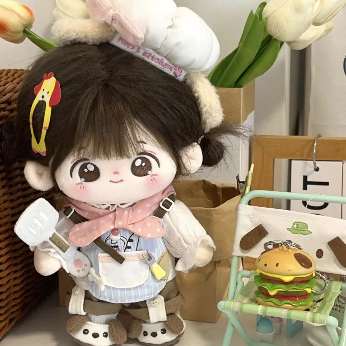 سلسلة مطبخ الدمية القطنية مقاس 20 سم "مطبخ الجرو" و"الأرنب الصغير" مجموعات فساتين الدمية لتغيير الأزياء