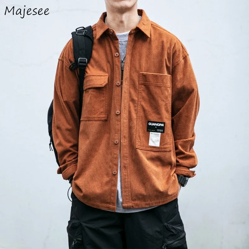 

Куртки мужские, 4-цветные, с отложным воротником, свободные, в корейском стиле, с простыми карманами, весенне-осенняя новинка, повседневная уличная одежда для колледжа