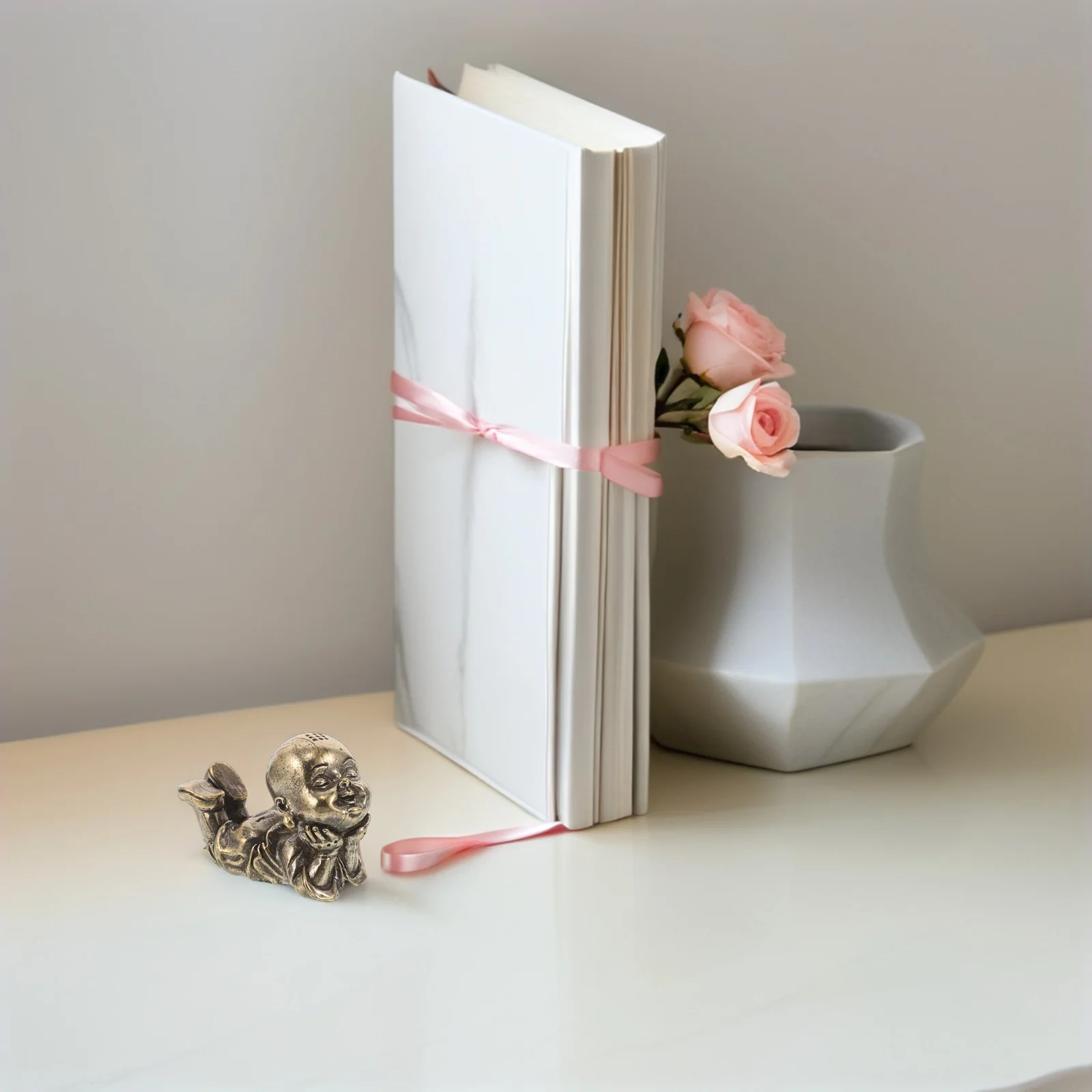 

Brass Monk Ornaments Buddha Home Decor Small Zen Garden Miniature Decoration Figure Desk Golden Statue for Dashboard