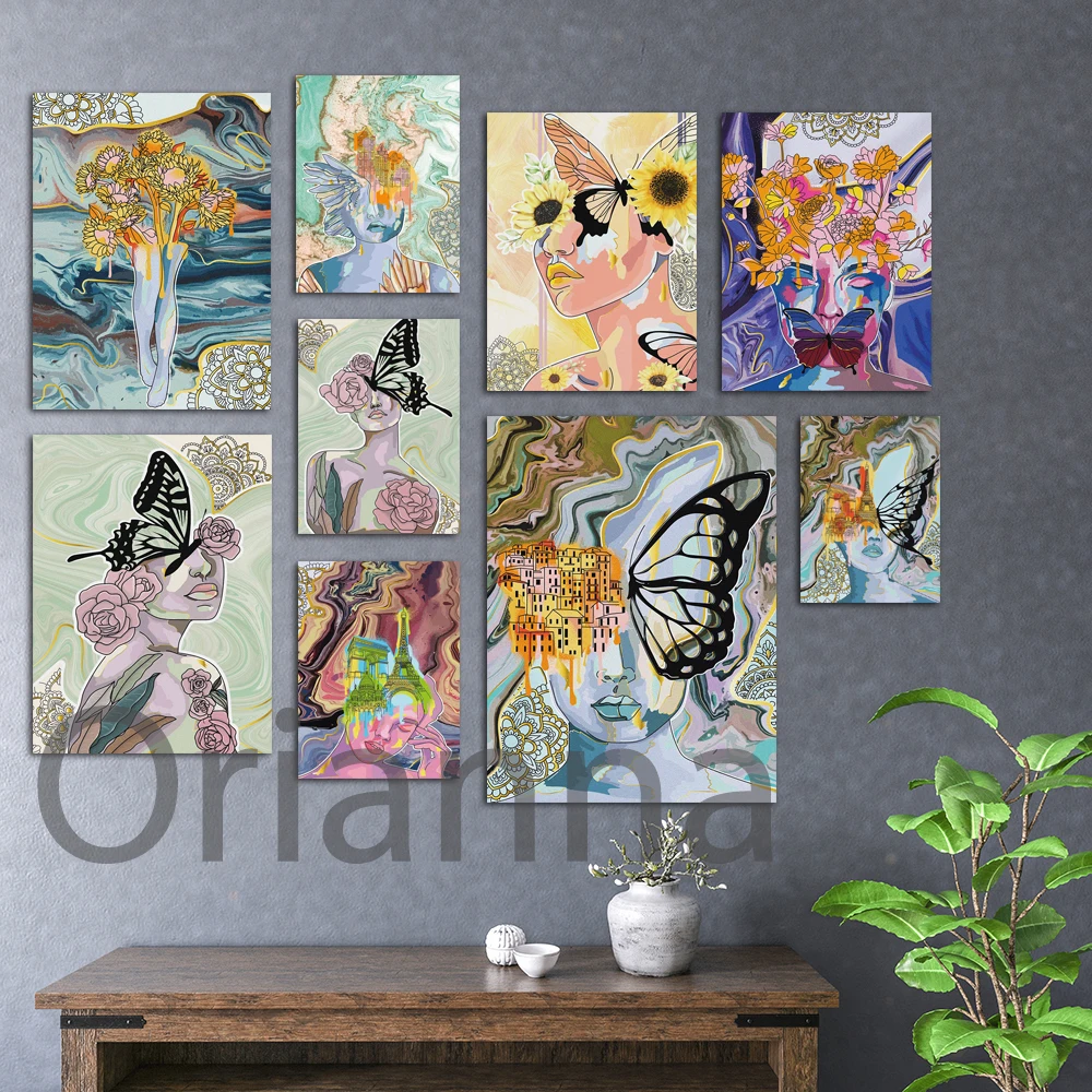 Italian City Art Butterfly Posters Fantasy Woman Portrait Art Prints Fantasy Woman Torso Hd Wall Art Canvas Painting Home Decor