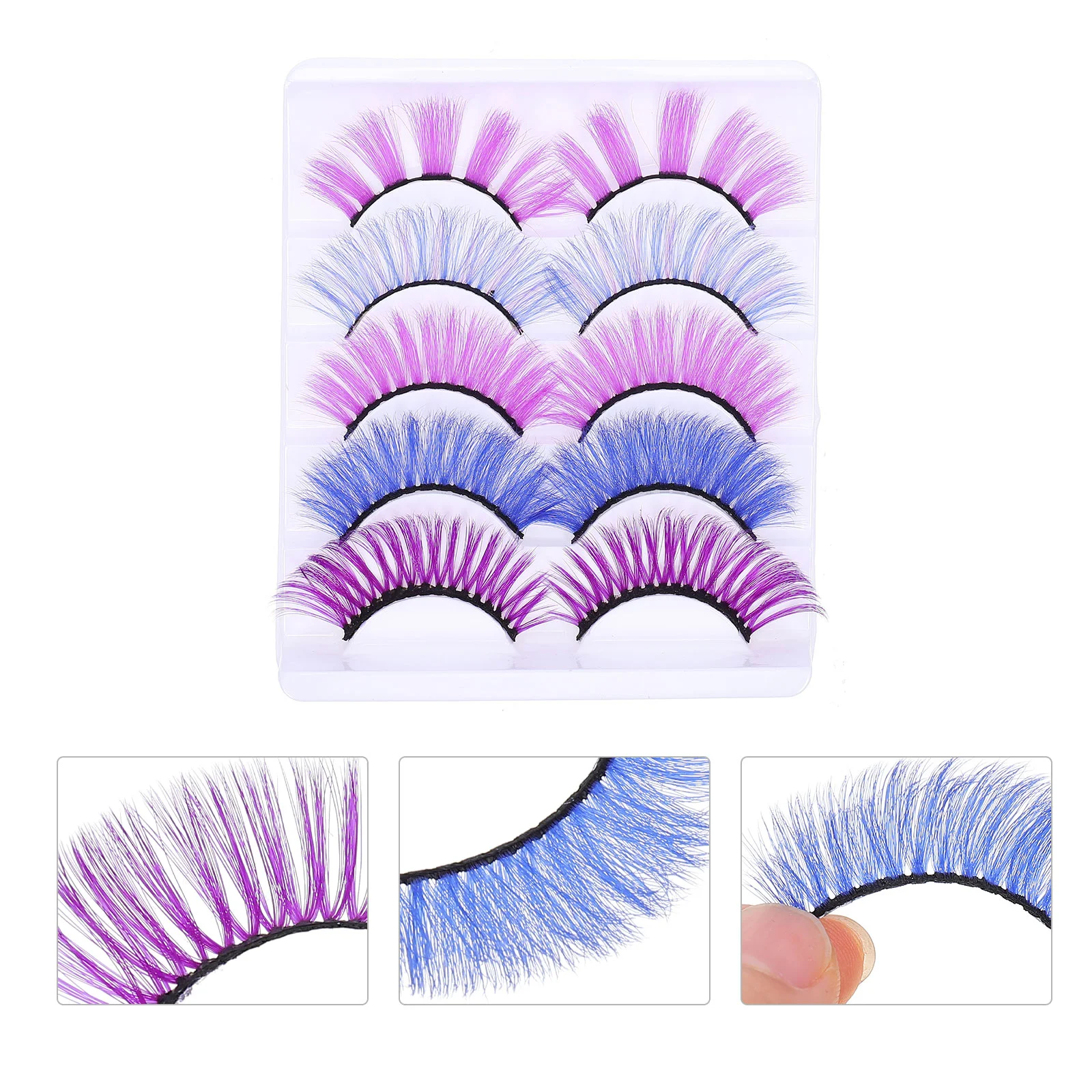 5 أزواج من الرموش الصناعية الملونة، لوازم تمديد المكياج، ملابس نسائية كثيفة تقليد صناعي