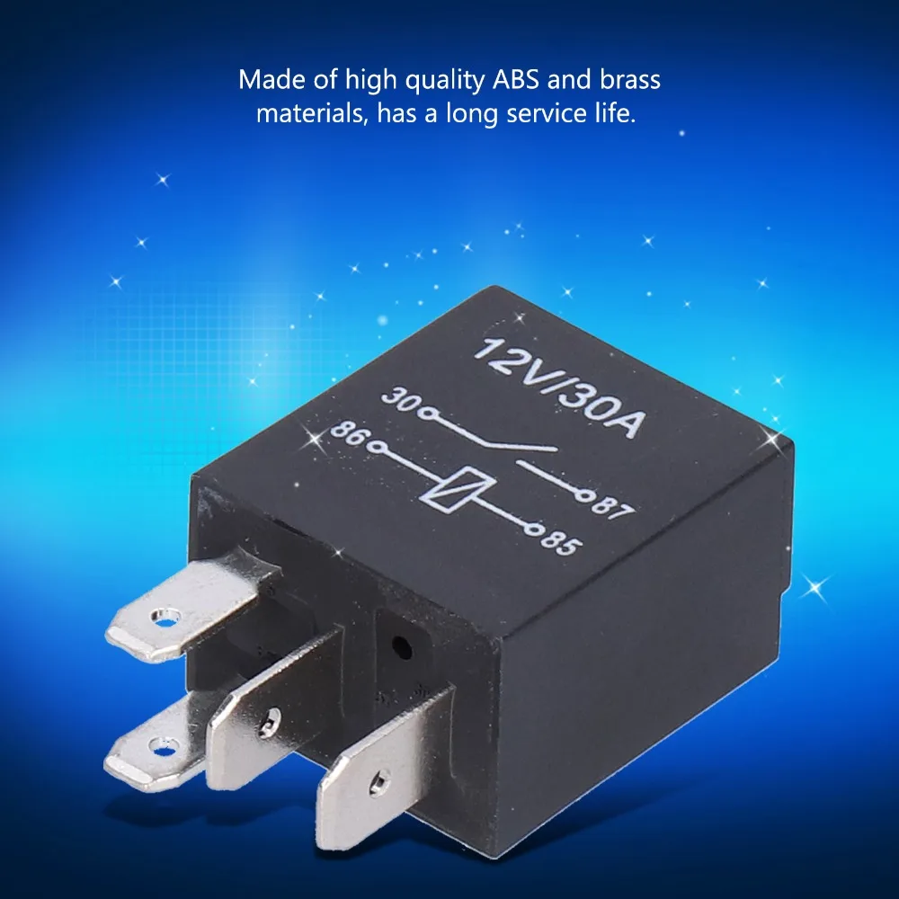 10 Pcs Relay Kit 4 Pin/5Pin Violet Relay 12V 30A 36.6*23*15.5mm Automobile Relay Air Conditioner Relay Fog Lamp Application