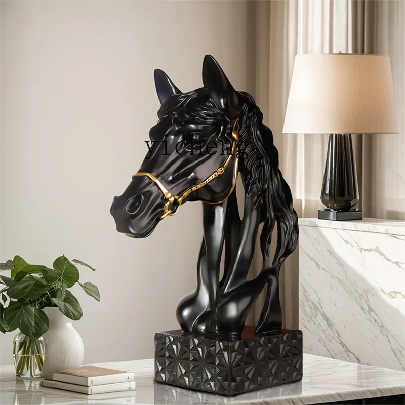 ZYA Living Room Decor Home Accessories High-End Horse Head Entrance Wine Cabinet Decoration desk decoration