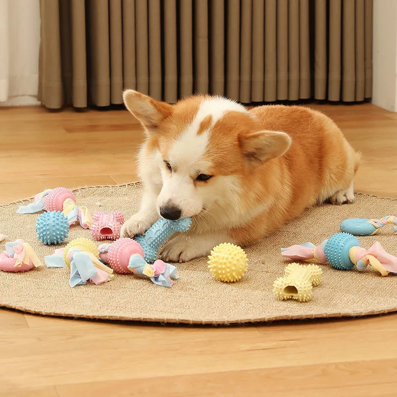 

2pcs/lot Pet Dog Toys Bite-resistant TPR Toys Puppy Teeth Grinding Stick Golden Retriever Corgi Teeth Cleaning Toy Ball Supplies