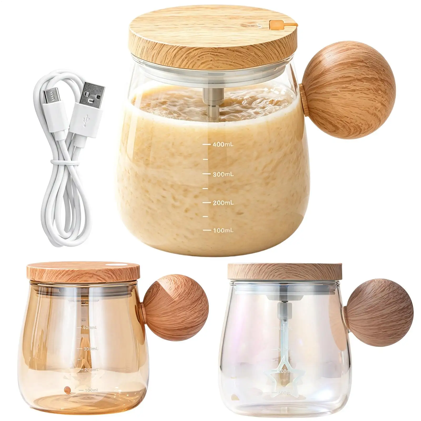 Electric Mixing Cup 400ml Rechargeable Drinks Blending Drinkware Automatic Mixer Protein Cup for Home Gym Commuting Travel Dorm