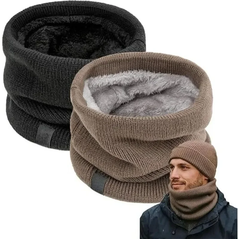 Thick Knitted Thermal Scarf Winter Fleece Lined Neck Warmer Men Women Unisex Outdoor Cycling Warm Neck Gaiter Casual Neck Cover